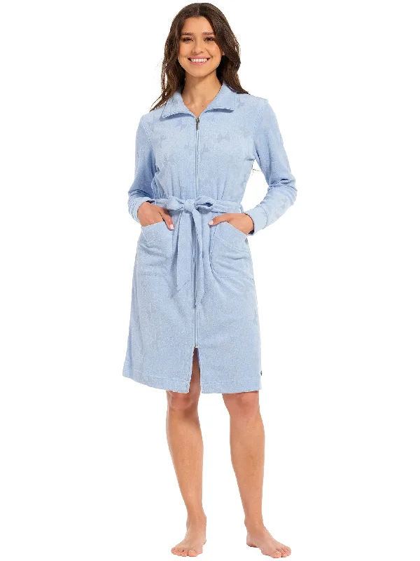 cozy women's flannel pajamasBadjas met rits 71241-424-8 509 light blue