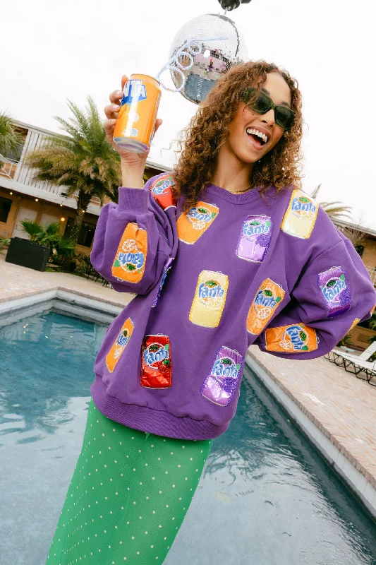 Women's Hooded Sweatshirts with PocketsPurple Scattered Multi Fanta™ Can Sweatshirt