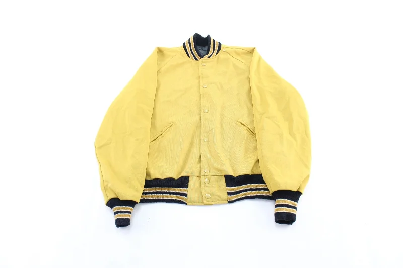 Women's Coats with Fur Lining80's Yellow & Black Athletic Jacket