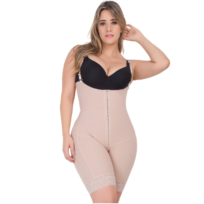 full-body suit with built-in bra for supportUpLady 6129 | Faja Moldeadora y Reductora Media Pierna Powernet