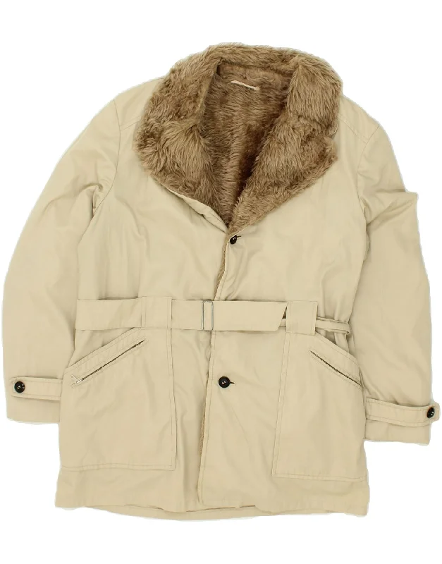 Women's Puffer CoatsVINTAGE Womens Overcoat IT 52 2XL Beige