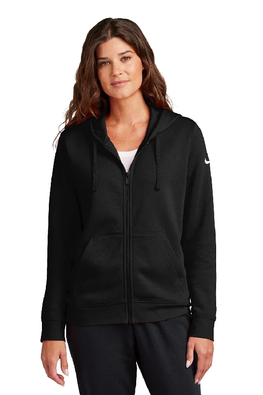 Women's Hooded Sweatshirts with Ombre LiningNike Womens Club Fleece Full Zip Hooded Sweatshirt Hoodie w/ Pockets - Black - New