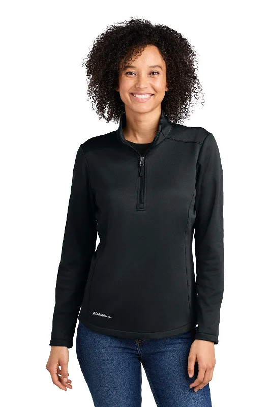 Women's Hooded Sweatshirts with Relaxed WaistEddie Bauer Womens Smooth Fleece 1/4 Zip Sweatshirt - Black - New