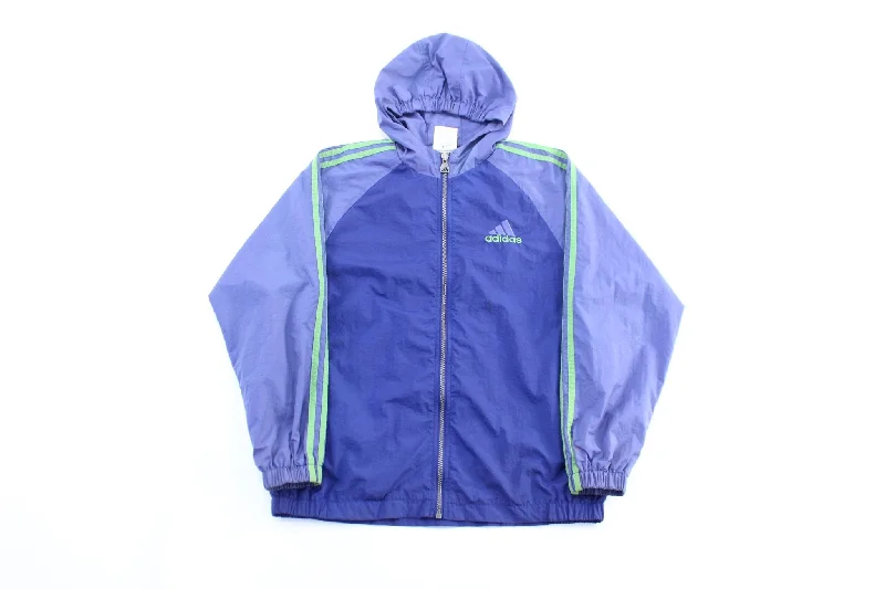 Women's Coats with BeltGirls Adidas Embroidered Logo Green & Purple Striped Zip Up Jacket