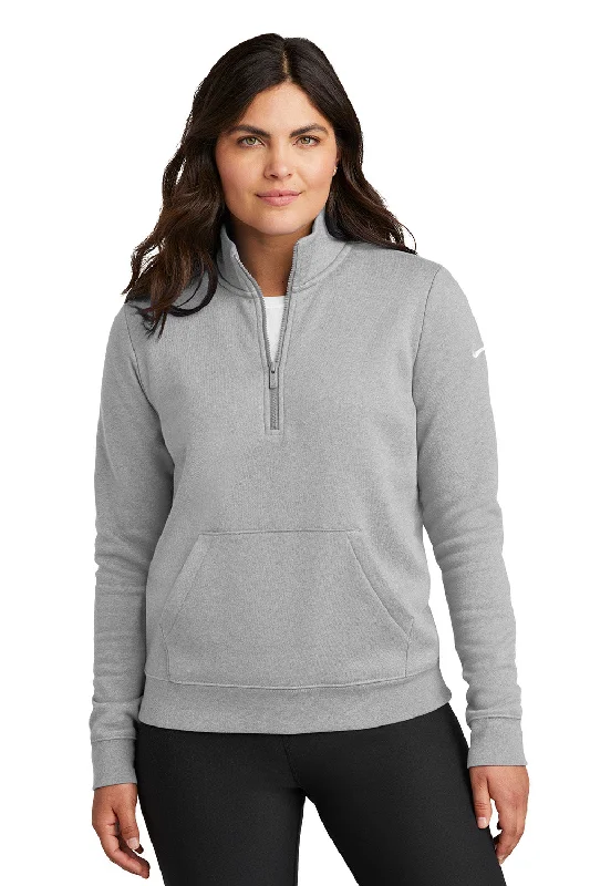 Women's Hooded Sweatshirts with Modal LiningNike Womens Club Fleece 1/4 Zip Sweatshirt w/ Pouch Pocket - Heather Dark Grey - New