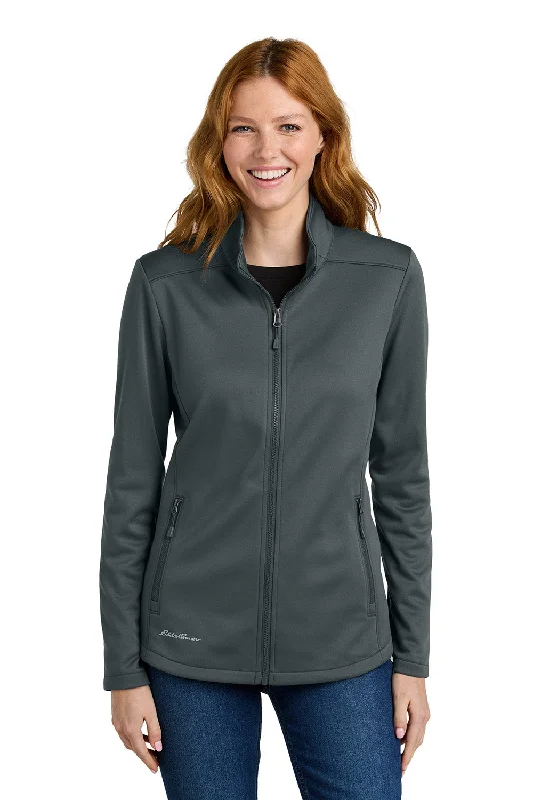 Women's Hooded Sweatshirts with ButtonsEddie Bauer Womens Smooth Fleece Full Zip Sweatshirt w/ Pockets - Iron Gate Grey - New