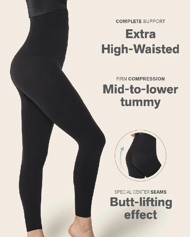 seamless body suit with long sleeves for full-body smoothingPower Legging Extra High Waisted Firm Compression Legging