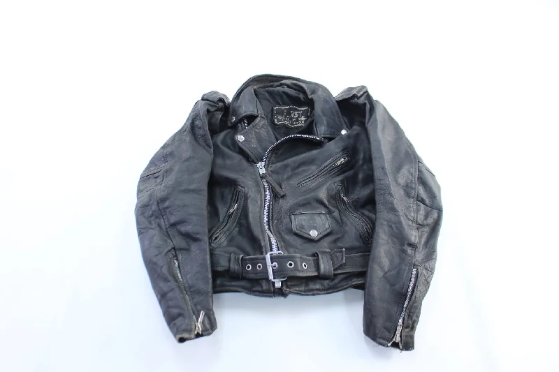 Women's Coats with Fur Trimmed PocketsWomen's Rust Genuine Leather Black Biker Jacket