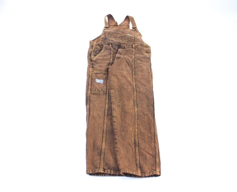 Women's Coats with Fur Trimmed Collar80's Javolis Brown Denim Overalls