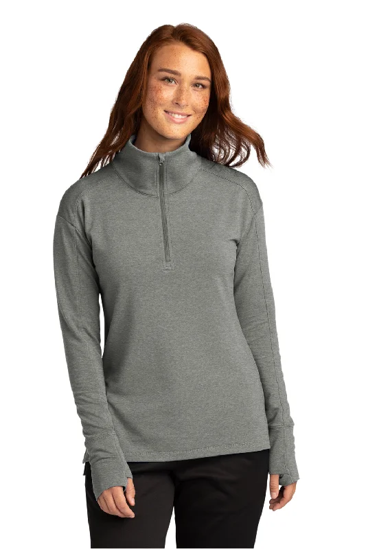 Women's Hooded Sweatshirts with Jacquard LiningSport-Tek Womens Flex Fleece Moisture Wicking 1/4 Zip Sweatshirt - Heather Light Grey