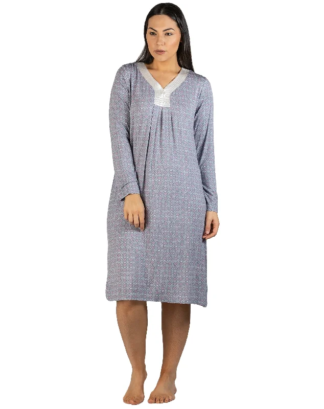 women's pajamas with cozy footiesFLEUR-DE-LIS NIGHTIE