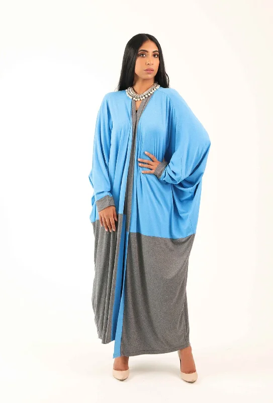 women's pajamas for those who love to indulgeIt's Grey and Blue Kimono Abaya