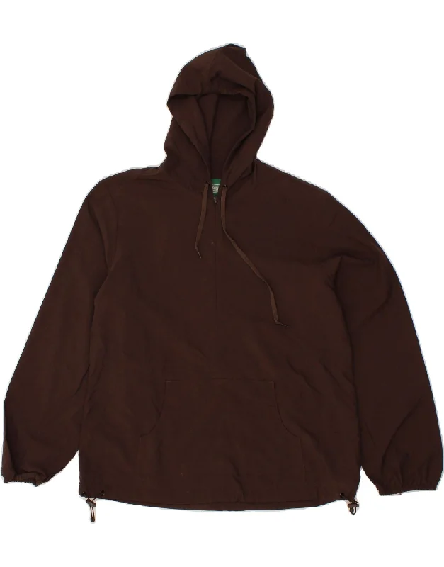 Women's Coats with Fur Trimmed ButtonsL.L.BEAN Womens Hooded Pullover Rain Jacket UK 14 Medium Brown Nylon