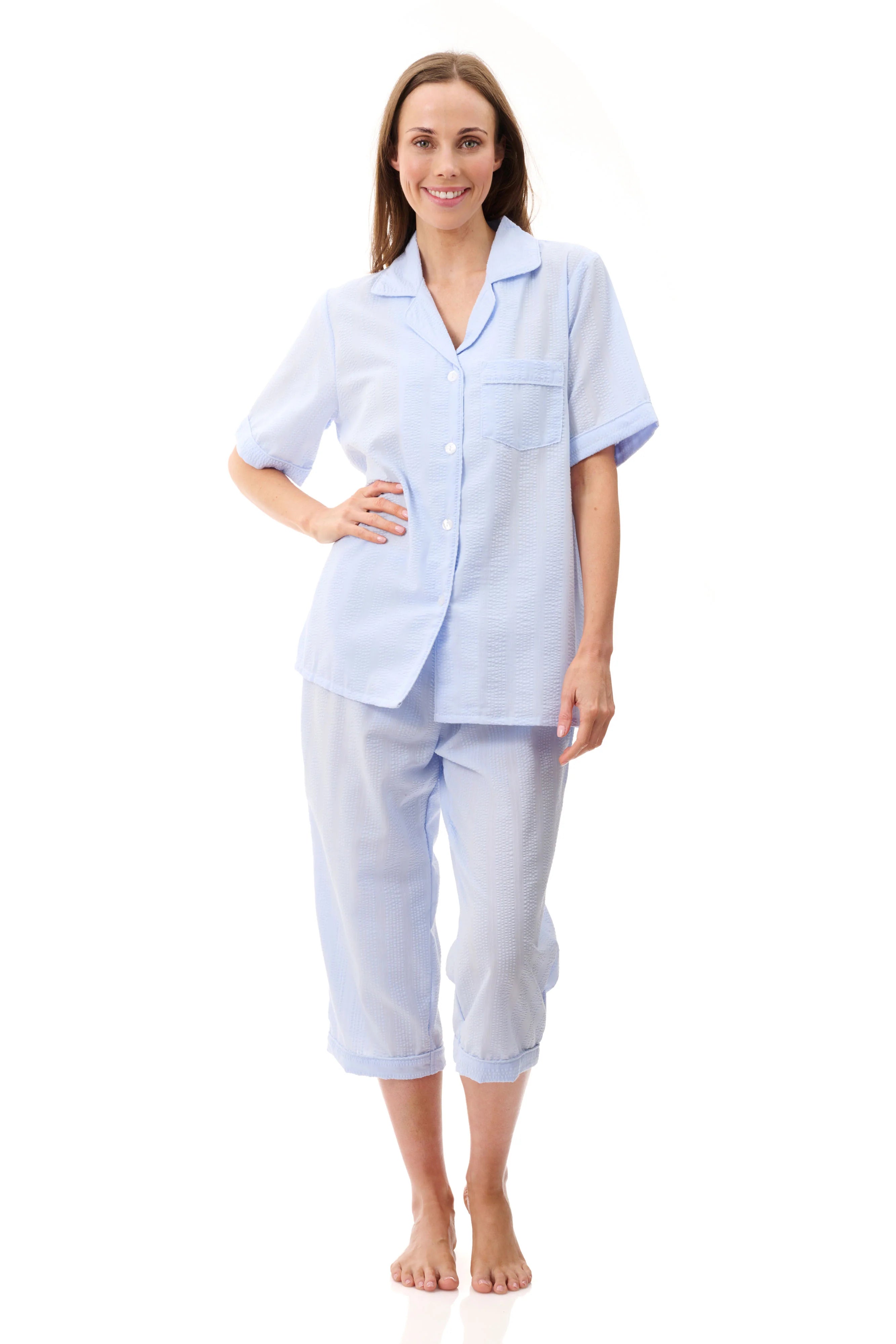 women's pajamas for everyday loungingGivoni seersucker pj set 4ck19