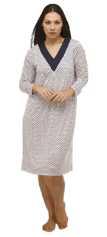 women's pajamas with a cozy, warm feelYuu Long Sleeve geotile print Nightdress Y695