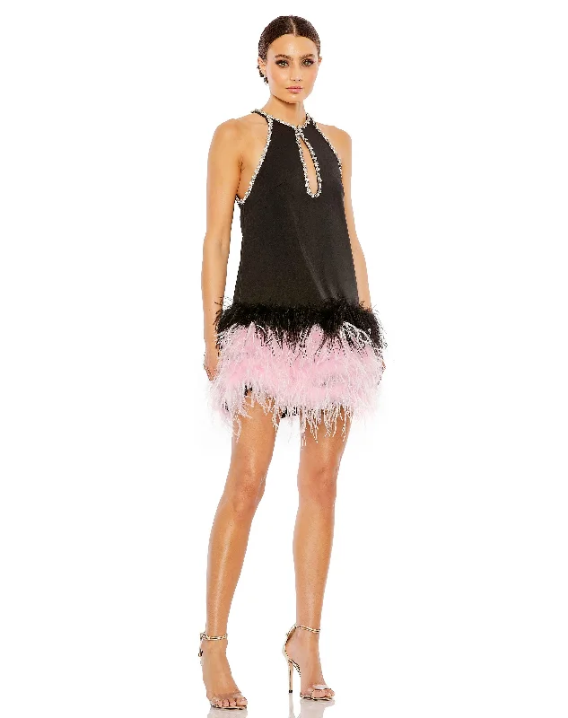 Women's Contemporary SkirtsMac Duggal 11437 Short Feather Skirt Cocktail Dress