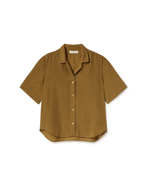 Women's Blouse with Wide CollarOrta - Dijon Mustard