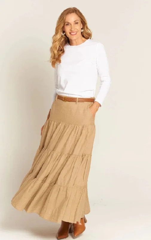 Women's Midi SkirtsTiered skirt camel