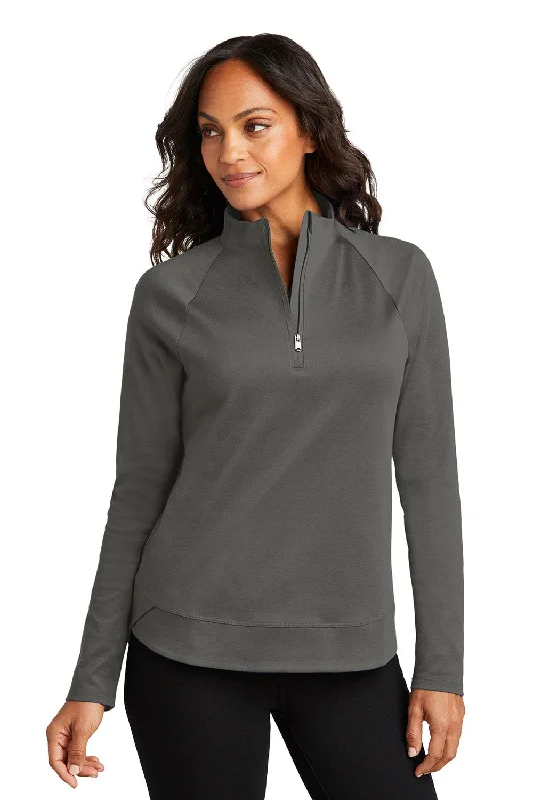 Women's Hooded Sweatshirts with Ribbed LiningPort Authority Womens C-FREE Cypress Snag Resistant 1/4 Zip Sweatshirt - Steel Grey - New