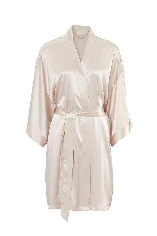 women's pajamas with a sophisticated eleganceSATIN ROBE - PEARL