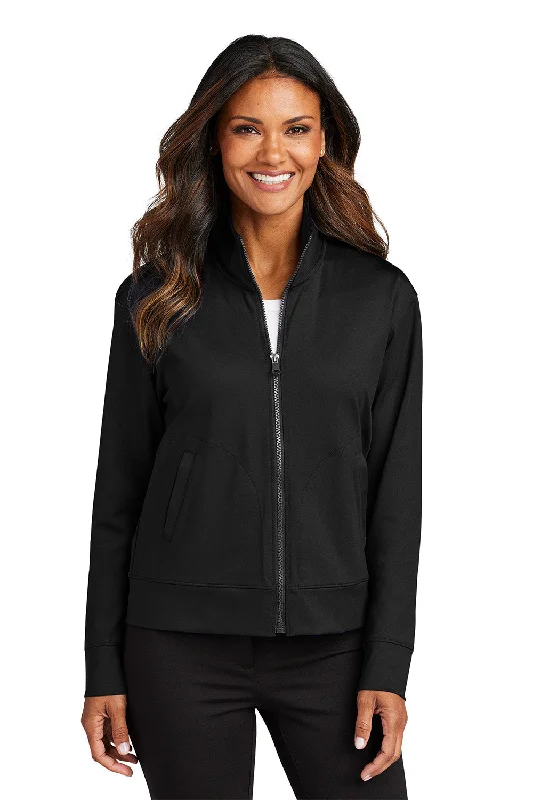 Women's Hooded Sweatshirts with Welt PocketsPort Authority Womens C-FREE Double Knit Moisture Wicking Full Zip Sweatshirt w/ Pockets - Deep Black - New