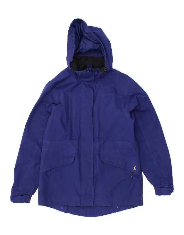 Women's Rain CoatsJOULES Womens Hooded Rain Jacket UK 10 Small Navy Blue Polyester