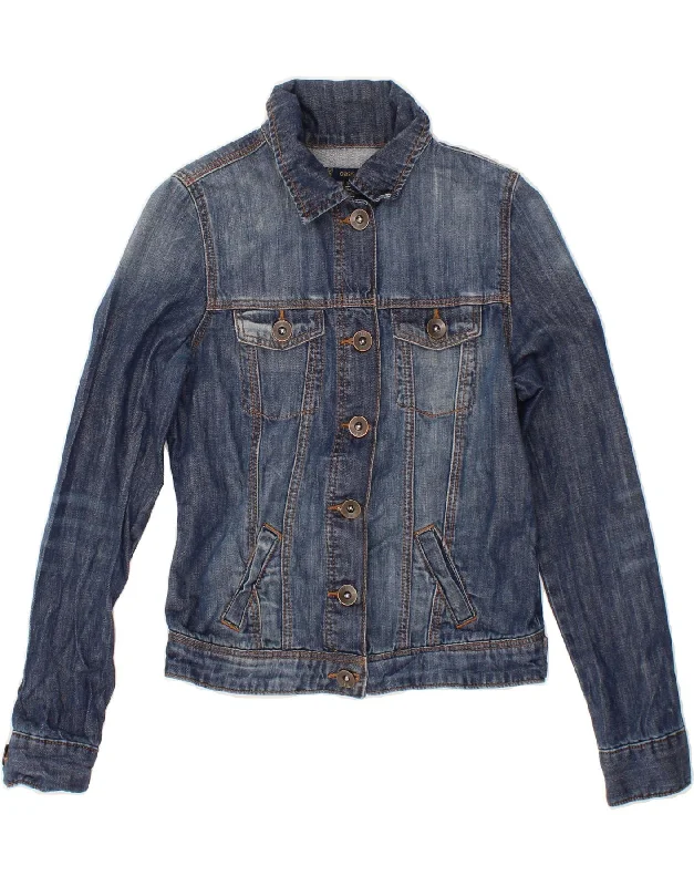 Women's Coats with Fur Trimmed SleevesOASIS Womens Crop Denim Jacket UK 10 Small Blue Cotton