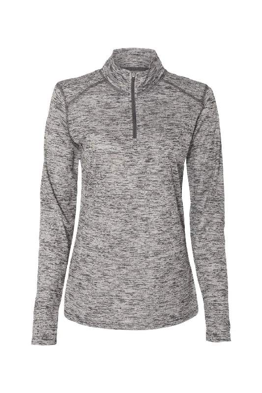 Women's Hooded Sweatshirts with Nylon LiningBadger Womens Tonal Blend Moisture Wicking 1/4 Zip Sweatshirt - Graphite Grey Tonal Blend - Closeout