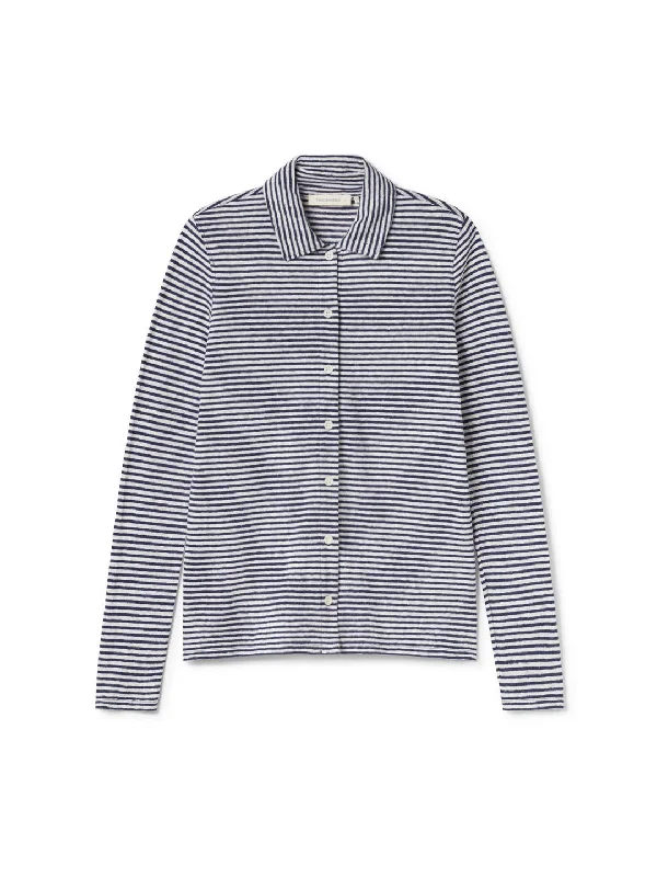 Women's Blouse for EveningTokunoshima - Navy Stripes