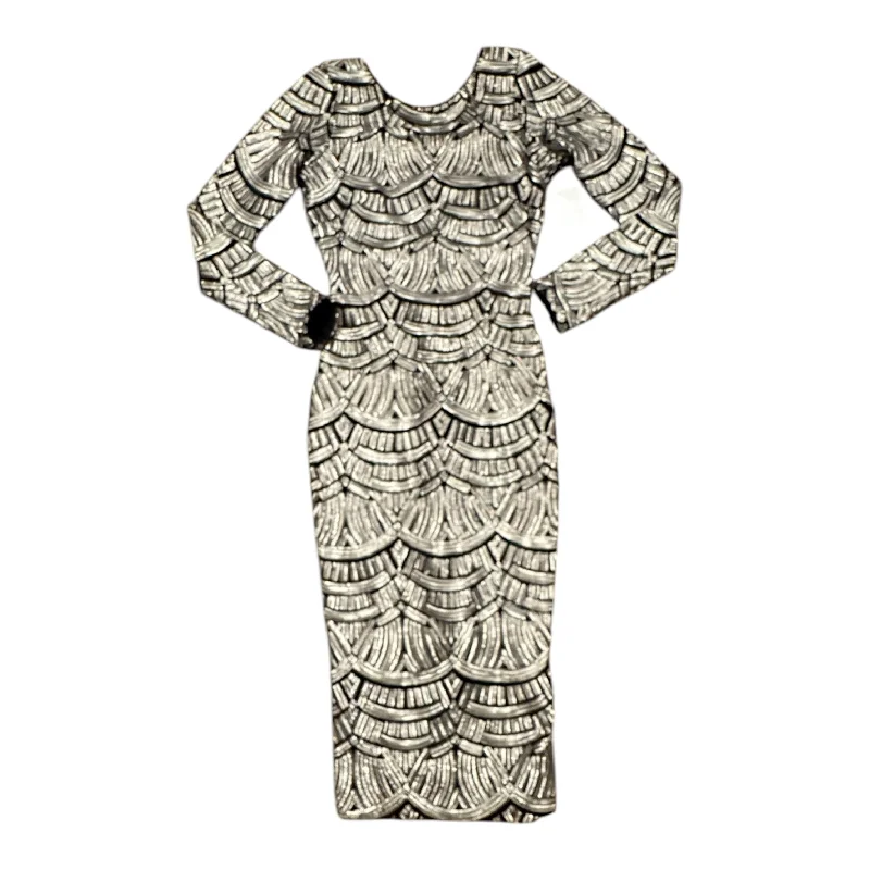 Women's Turtleneck DressesDress Party Midi By Dress The Population In Silver, Size: S