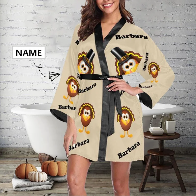 women's pajamas with a snug fitCustom Name Pajama Robe Personalized Pajamas with Pictures for Thanksgiving