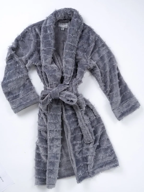 women's pajamas for a good night's sleepPolyester Furry Stripe Robe - Grey