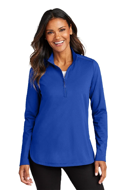 Women's Hooded Sweatshirts with Snap ButtonsPort Authority Womens C-FREE Double Knit Moisture Wicking 1/4 Zip Sweatshirt - True Royal Blue - New