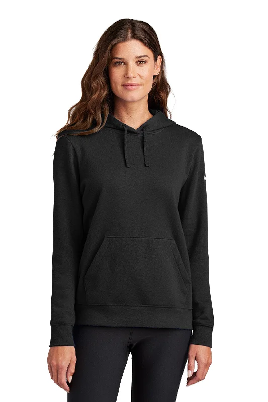 Women's Hooded Sweatshirts with Relaxed WaistNike Womens Club Fleece Hooded Sweatshirt Hoodie w/ Pouch Pockets - Black - New