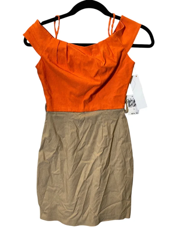 Women's Narrow-Neck DressesDress Casual Midi By Cmc In Orange & Tan, Size: Xs