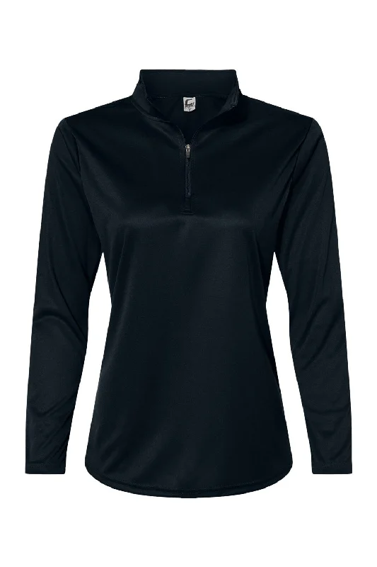 Women's Hooded Sweatshirts with Non-Stretch WaistC2 Sport Womens Moisture Wicking 1/4 Zip Sweatshirt - Black - Closeout