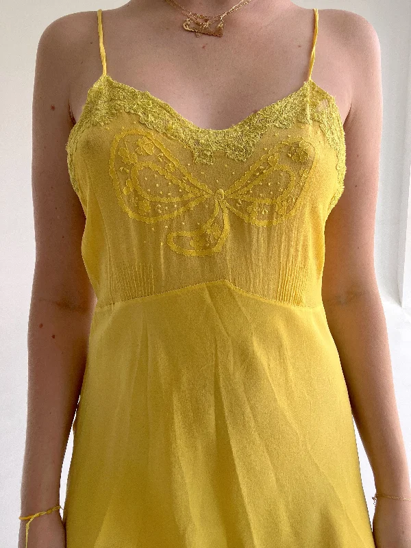 women's pajamas with a whimsical charmHand Dyed Sunshine Yellow Silk Chiffon Slip