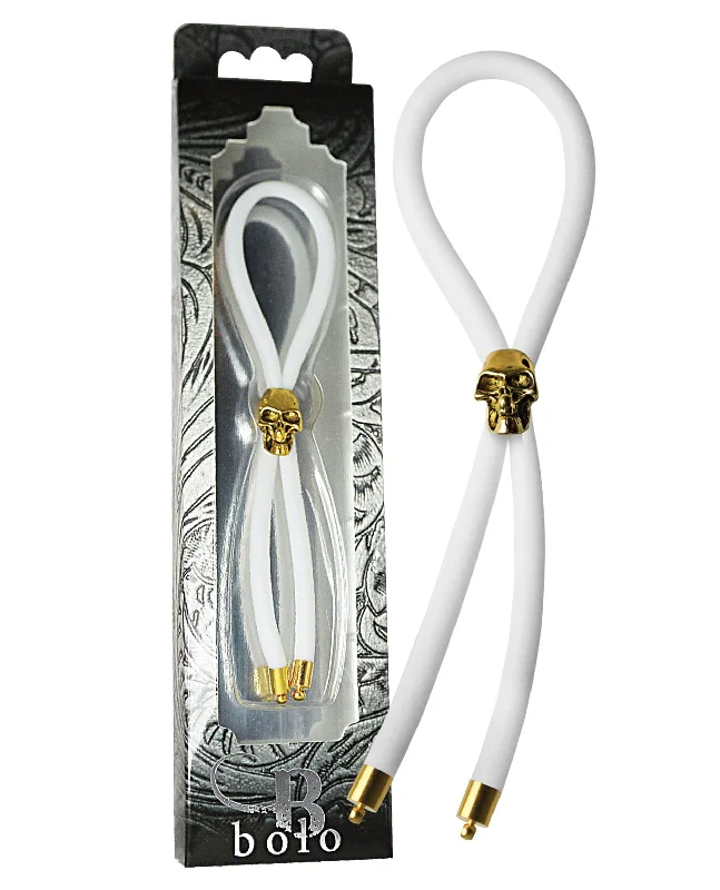 convertible strapless braBolo Silicone Lasso & Gold Skull Slider W-gold Tips - White