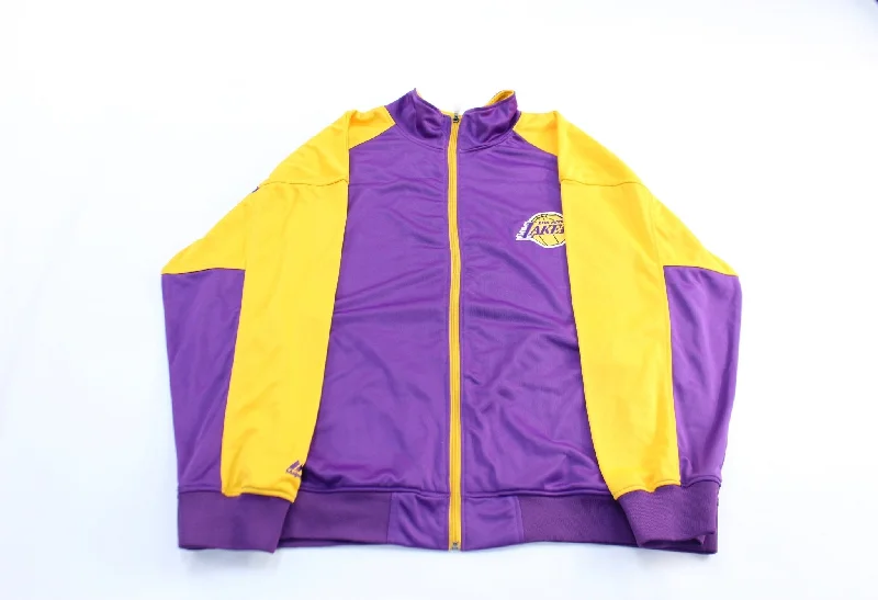 Women's Coats with Fur Trimmed BeltMajestic Embroidered Los Angeles Lakers Zip Up Jacket