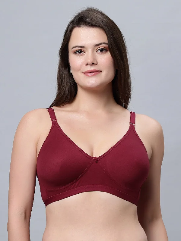 plus-size nursing bra with crossover strapsFull coverage Non Padded Bra Maroon color (Pack of 1)