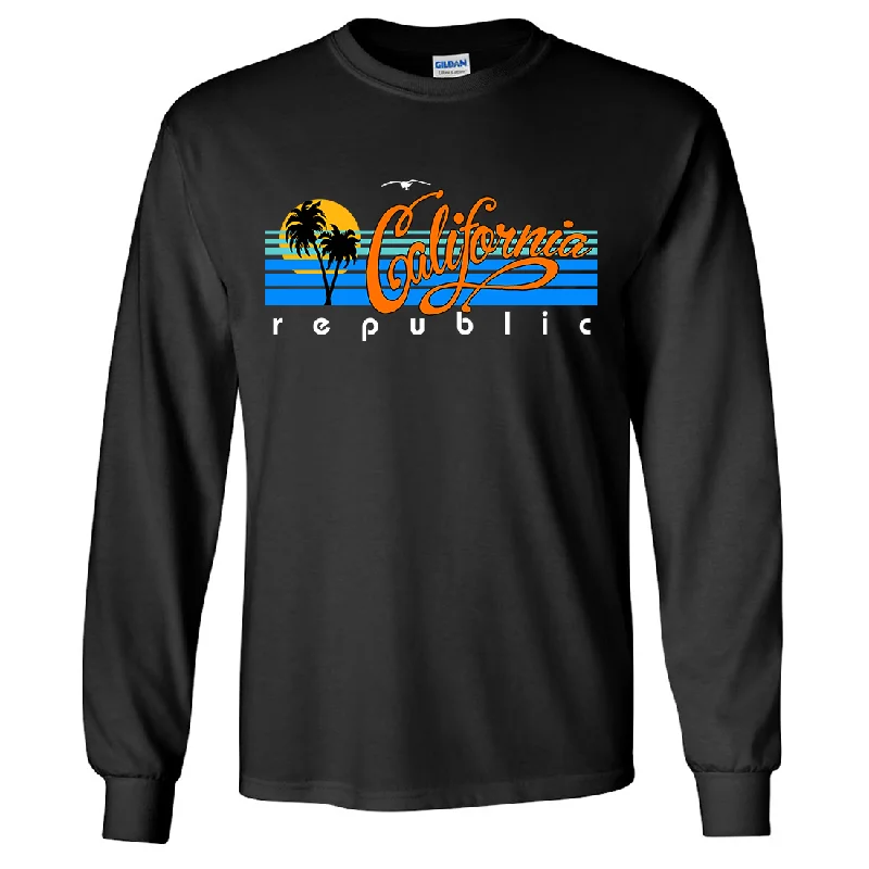 Women's Hooded Sweatshirts with Denim LiningCalifornia Republic Palm Trees Long Sleeve Shirt