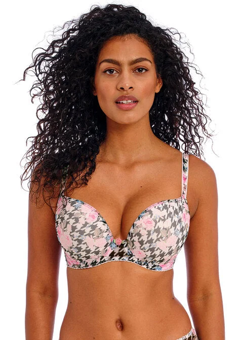 plus-size underwire bra with padded cupsRose Blossom Multi Uw Moulded Plunge T-shirt Bra