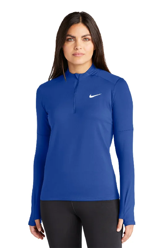 Women's Hooded Sweatshirts with Fitted WaistNike Womens Element Dri-Fit Moisture Wicking 1/4 Zip Sweatshirt - Royal Blue