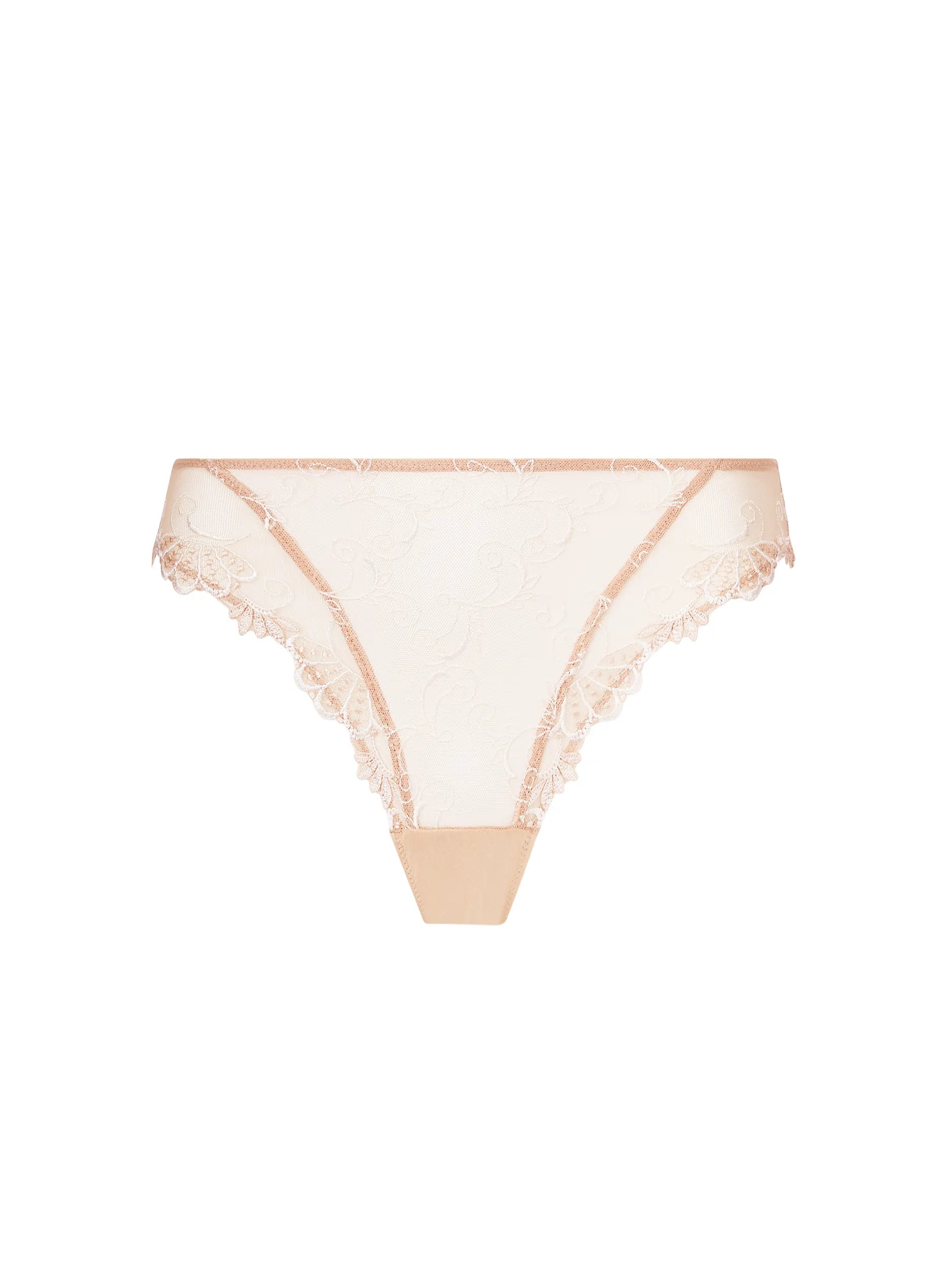 lace-edged g-string panties for womenLise Charmel Fancy Briefs-Dressing Floral-Nude