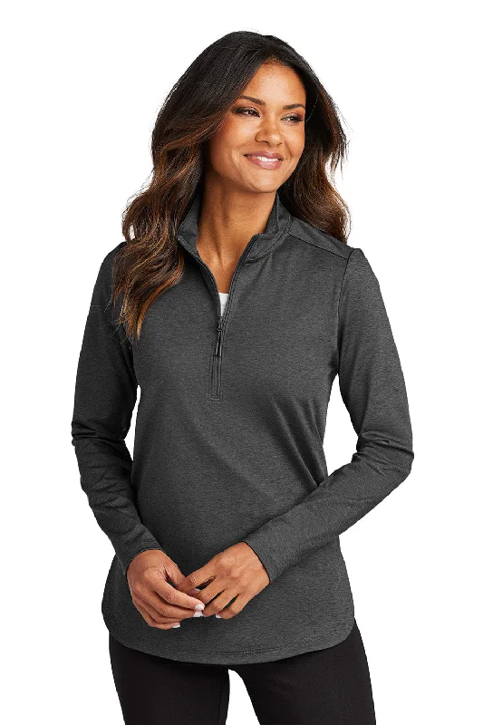 Women's Hooded Sweatshirts with Warm FabricPort Authority Womens C-FREE Double Knit Moisture Wicking 1/4 Zip Sweatshirt - Heather Steel Grey - New