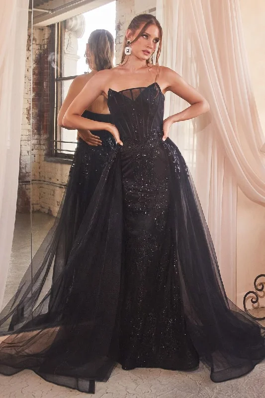 Women's Cotton SkirtsBlack 14 Cinderella Divine J858 Long Formal Glitter Overskirt Gown Sale