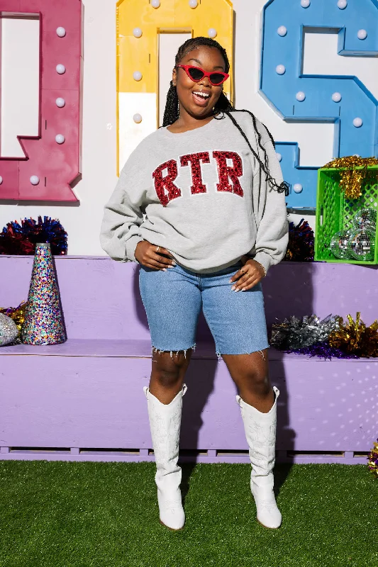 Women's Hooded Sweatshirts with Flannel LiningLicensed- RTR Jeweled Letter Sweatshirt