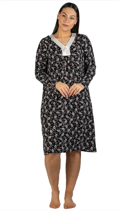 women's pajamas with hidden pocketsYuu Long Sleeve Paisley print Nightdress Y322P