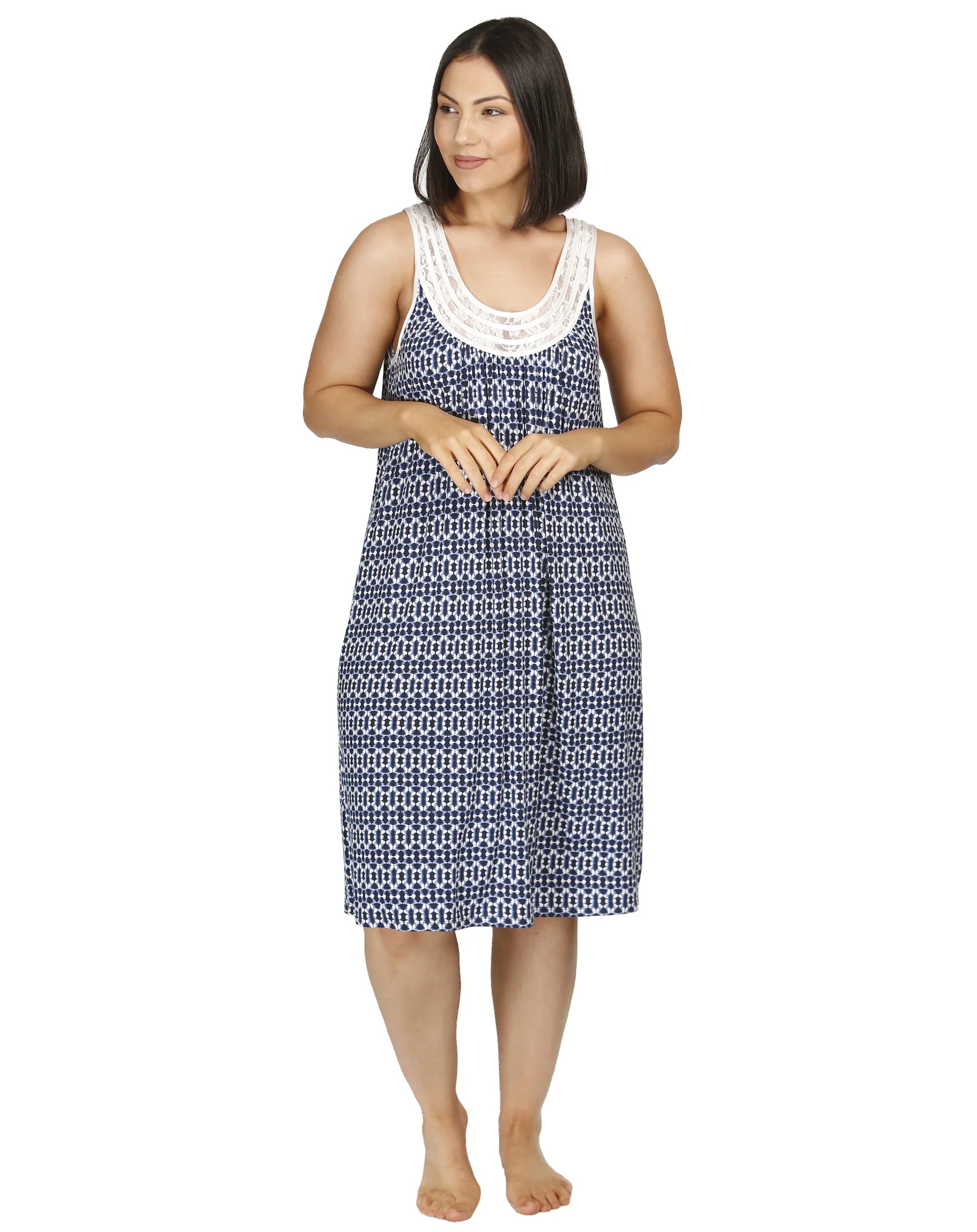 women's pajamas for those who seek cozy, all-night comfortYuu sleeveless ikat Nightie y459