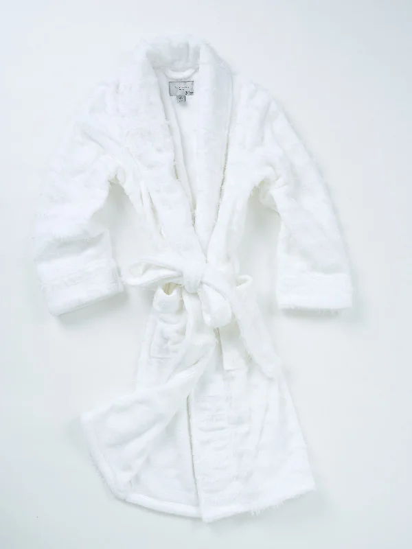 women's pajamas with a modern twistPolyester Furry Stripe Robe - White